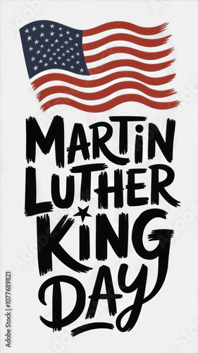 Martin Luther King Day with American Flag Art