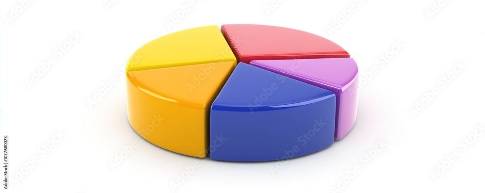Obraz premium A colorful 3D pie chart representing data segments.