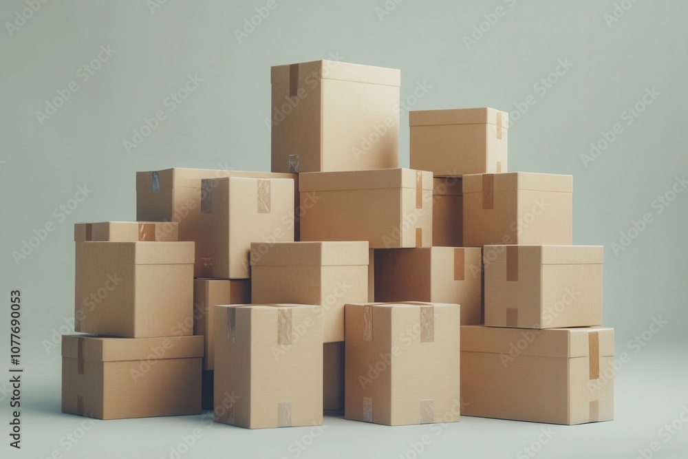 Stacked Cardboard Boxes on a Soft Background Stacked Cardboard Boxes on a Soft Background