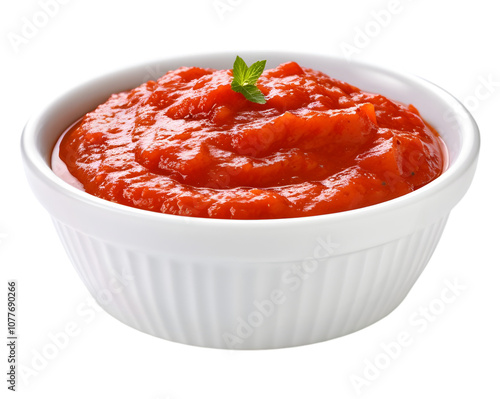 Tomato sauce in a bowl, pizza sauce  on transparent background