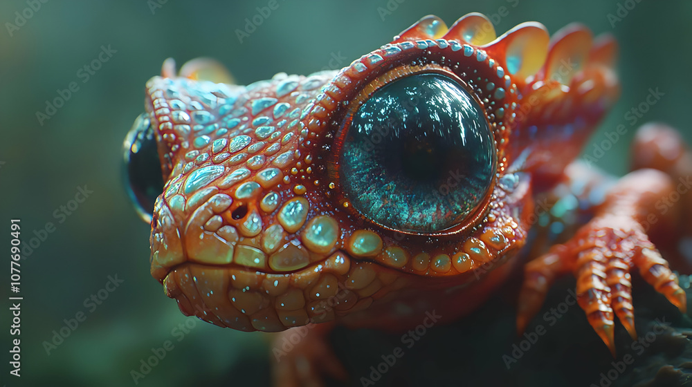 Closeup Illustration of a Fantasy Creature with Big Blue Eye Closeup Illustration of a Fantasy Creature with Big Blue Eye