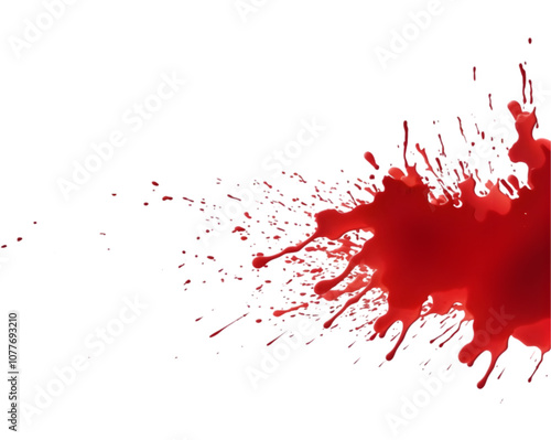 Blood drops, red blood splash on ground on transparent background