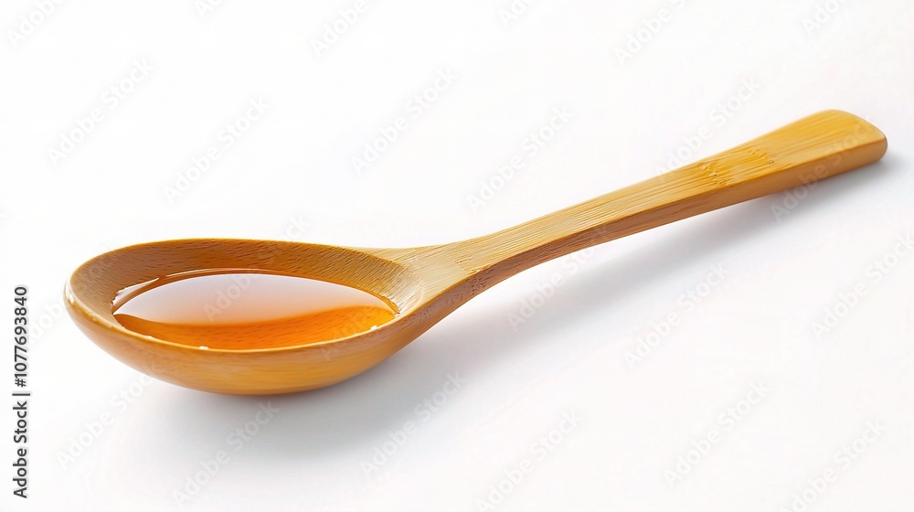 Elegant Wooden Spoon Holding a Glossy Drop of Honey Against a Clean White Background, Capturing the Essence of Natural Sweetness and Culinary Tradition Elegant Wooden Spoon Holding a Glossy Drop of Honey Against a Clean White Background, Capturing the Essence of Natural Sweetness and Culinary Tradition