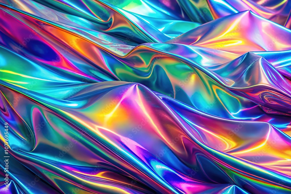 Fototapeta premium Dynamic seamless holographic lines create stunning effects for abstract cyber art backgrounds, enhancing visual designs with a contemporary, futuristic touch ideal for digital applications.