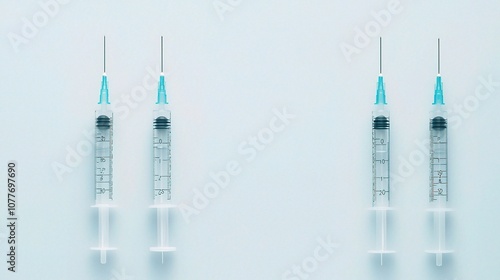 Isolated Medical Syringes on White Background for Healthcare and Medical Illustrations, Perfect for Clinical and Educational Purposes