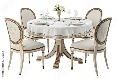 table and chairs on white background 