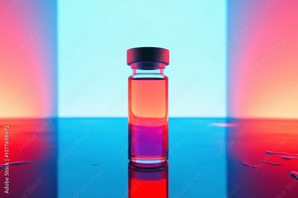 Vibrant Glass Bottle with Colorful Background Vibrant Glass Bottle with Colorful Background