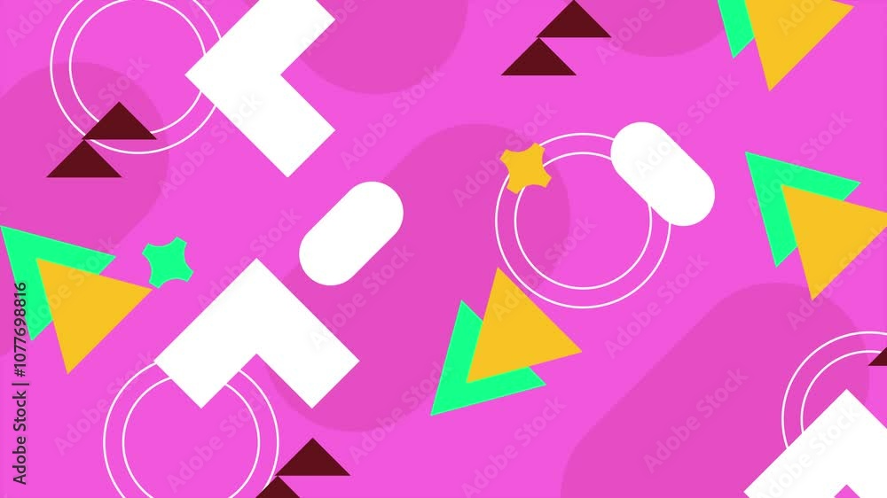 modern abstract background with geometric shapes on pink backdrop seamless 4k video background motion pop art design modern abstract background with geometric shapes on pink backdrop seamless 4k video background motion pop art design