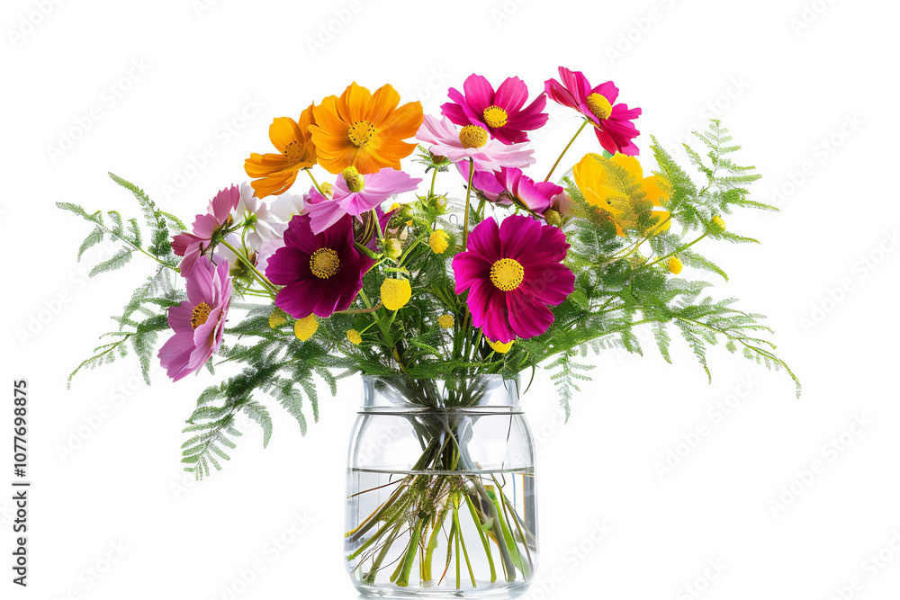 Bouquet flowers in a glass vase isolated on flawless background version 8 Bouquet flowers in a glass vase isolated on flawless background version 8