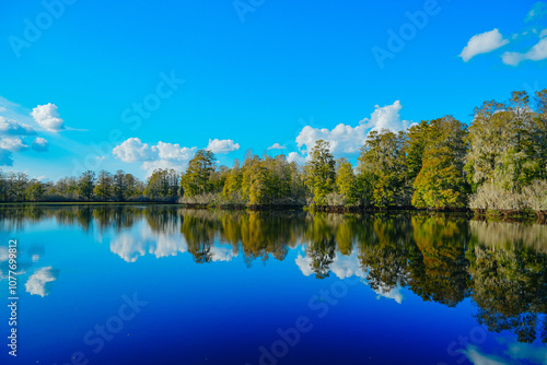 Winter Landscape of Hillsborough river at Lettuce lake park 