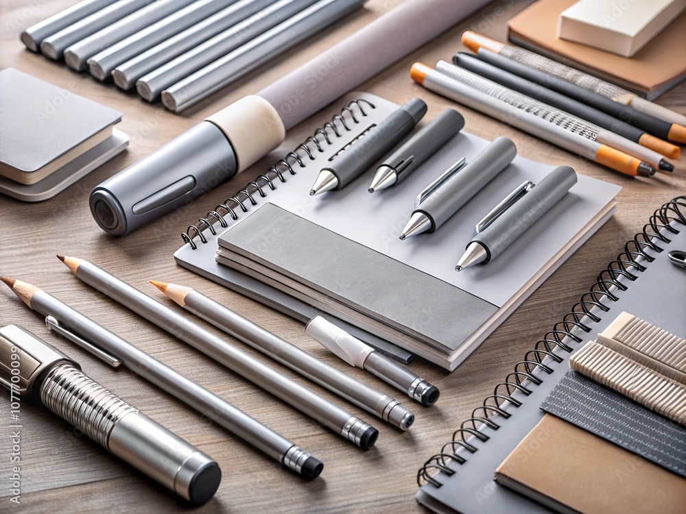 High-Resolution Grey Stationery for Education, Back to School Supplies High-Resolution Grey Stationery for Education, Back to School Supplies