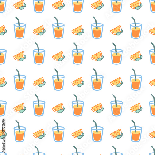 Tropical Fresh Summer Citrus Fresh Drink Pattern. Perfect for culinary or nature-themed projects, this pattern offers a versatile backdrop for fabric, wrapping paper, or home decor.