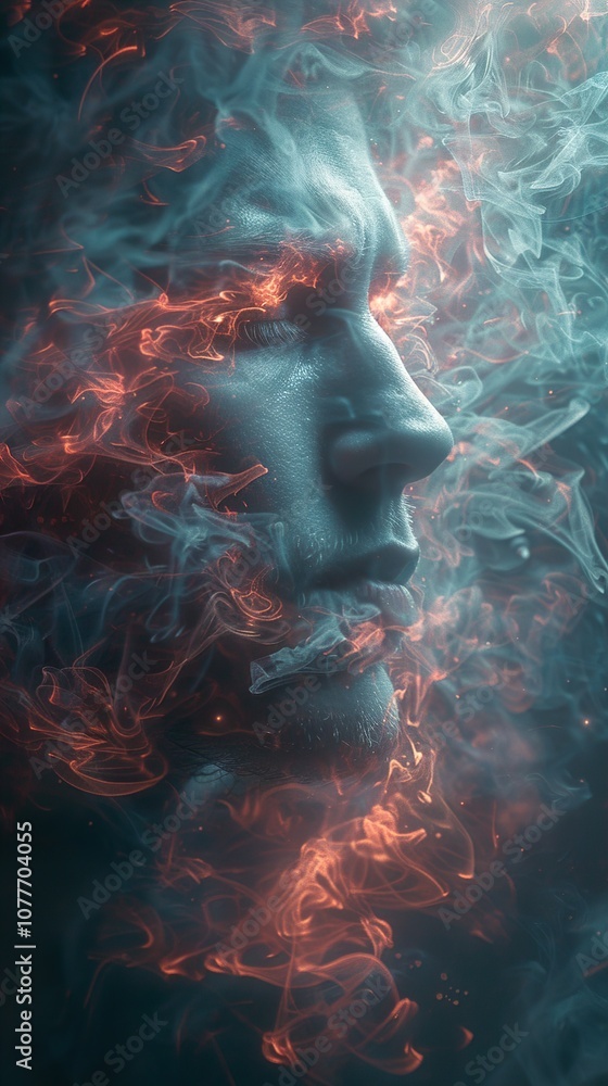 Abstract Portrait of a Soul: A Fusion of Fire and Smoke Abstract Portrait of a Soul: A Fusion of Fire and Smoke