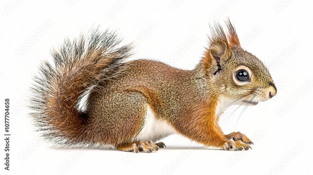 High-Resolution Isolated Red Squirrel (Sciurus vulgaris) on White Background Perfect for Nature and Wildlife Projects High-Resolution Isolated Red Squirrel (Sciurus vulgaris) on White Background Perfect for Nature and Wildlife Projects