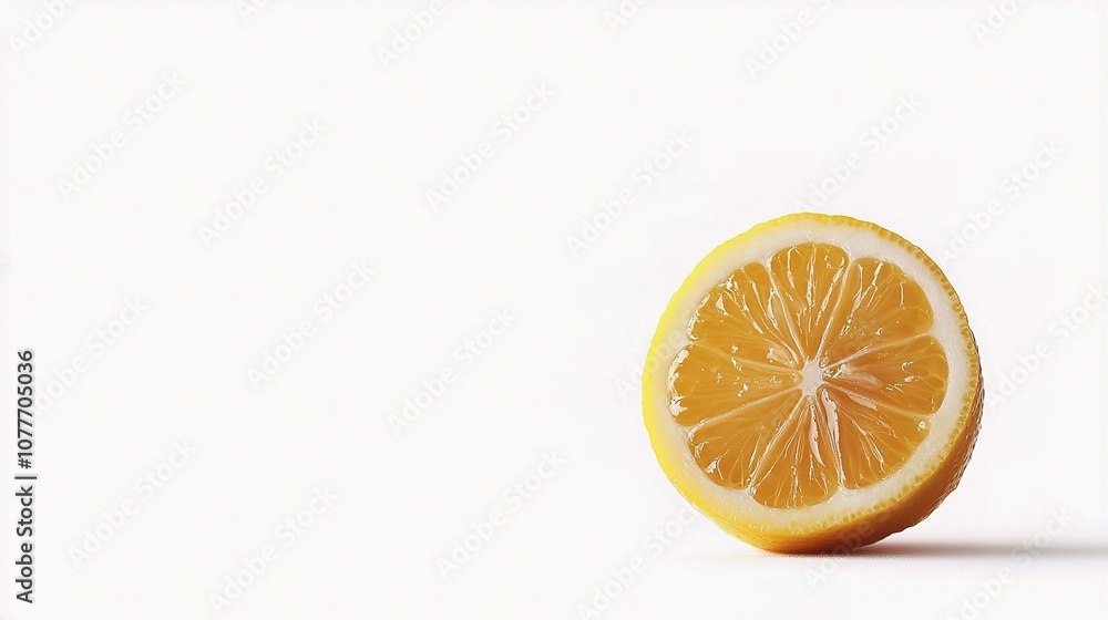 Freshly Cut Ripe Lemon Half Isolated on White Background Perfect for Culinary, Beverage, and Natural Health Themes, Ideal for Stock Photography Use Freshly Cut Ripe Lemon Half Isolated on White Background Perfect for Culinary, Beverage, and Natural Health Themes, Ideal for Stock Photography Use