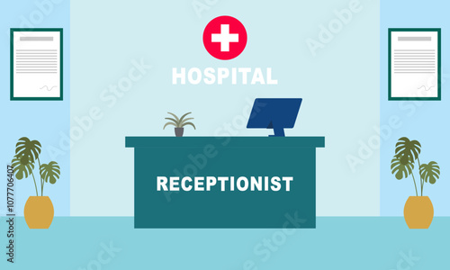 Hospital reception concept illustration vector
