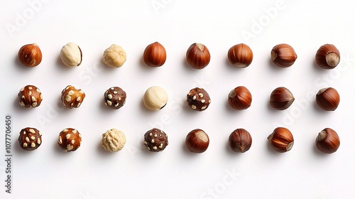 Wallpaper Mural Set of Hazelnuts Isolated on White Background Showing Various Textures and Colors Ideal for Culinary, Nutriational, and Food Related Projects Torontodigital.ca