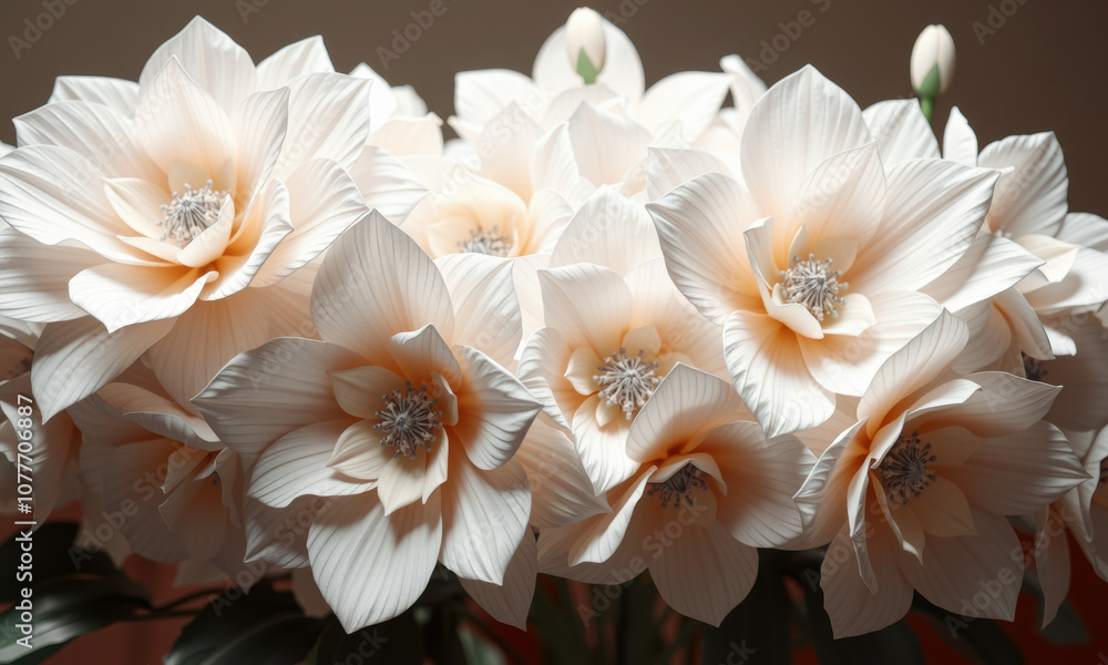 beautiful arrangement of artificial flowers in soft white tones, showcasing intricate petal details and delicate appearance, perfect for home decor or events beautiful arrangement of artificial flowers in soft white tones, showcasing intricate petal details and delicate appearance, perfect for home decor or events