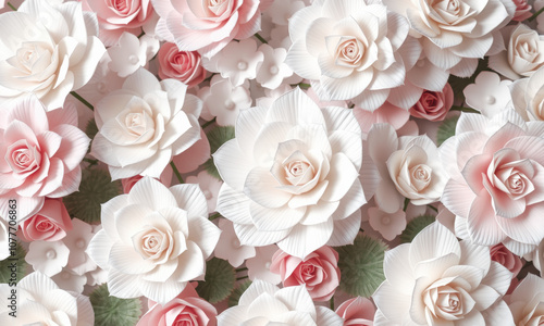 beautiful arrangement of artificial flowers in various shades of pink and white, showcasing intricate details and textures. Perfect for decoration and design