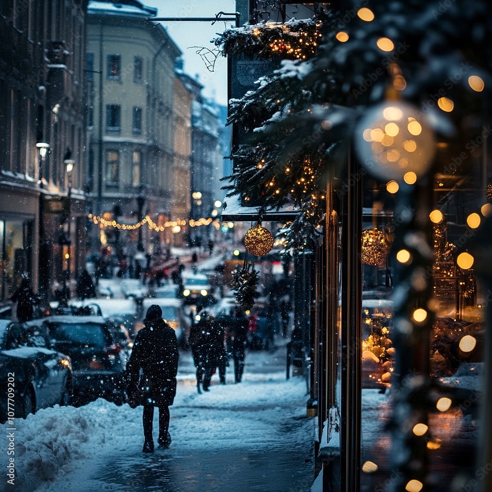 Obraz premium stockholm, festive, pre-xmas, snow, abstract.generative ai