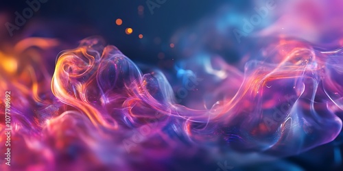 Abstract Colorful Smoke Swirls and Blurred Lights Background