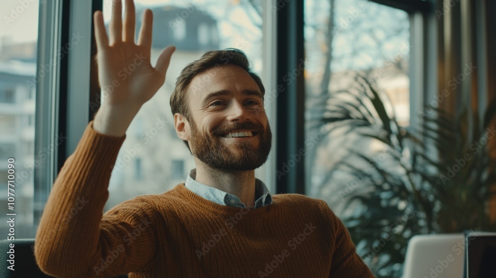 Obraz premium Businessman Waving Goodbye