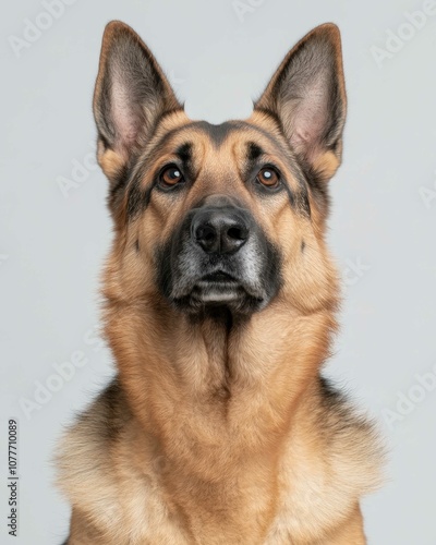 Loyal German Shepherd Portrait with Intelligent Eyes and Strong Build, Ideal for Dog Lovers and Working Dog Enthusiasts