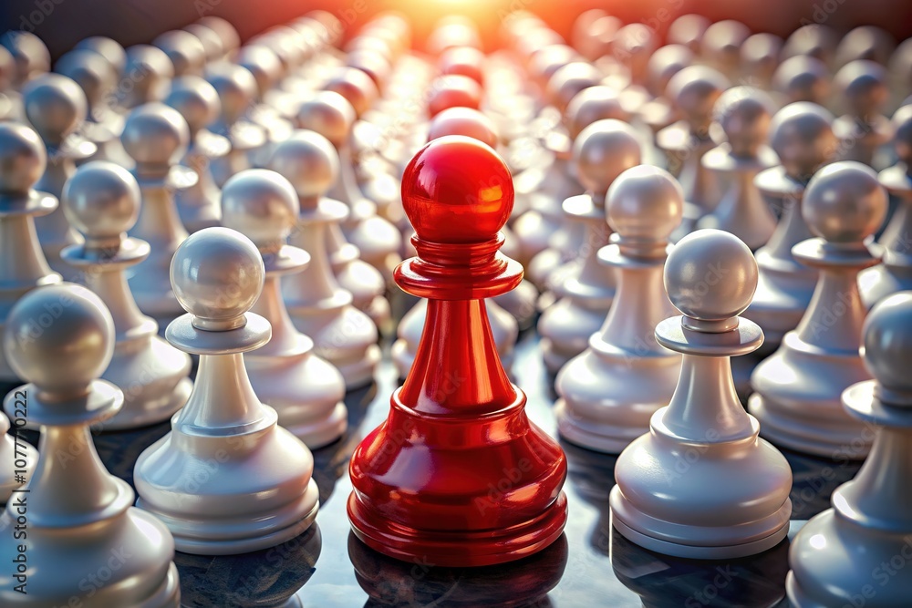 Surreal Chess Pawn, Red Pawn Among White, Abstract Photography, Artistic AI Image Surreal Chess Pawn, Red Pawn Among White, Abstract Photography, Artistic AI Image
