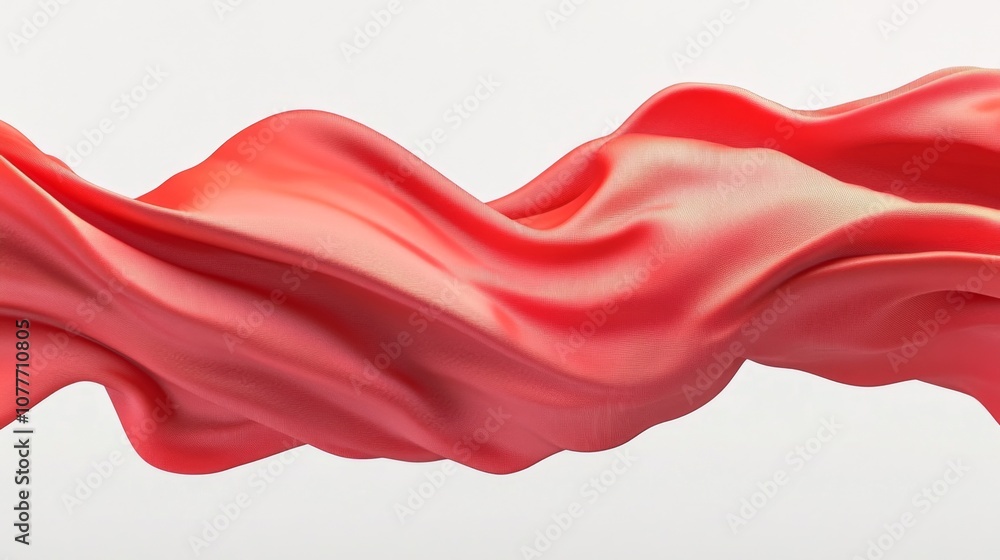 3D rendering flowing red fabric appears to Smooth elegant silk 3D rendering flowing red fabric appears to Smooth elegant silk