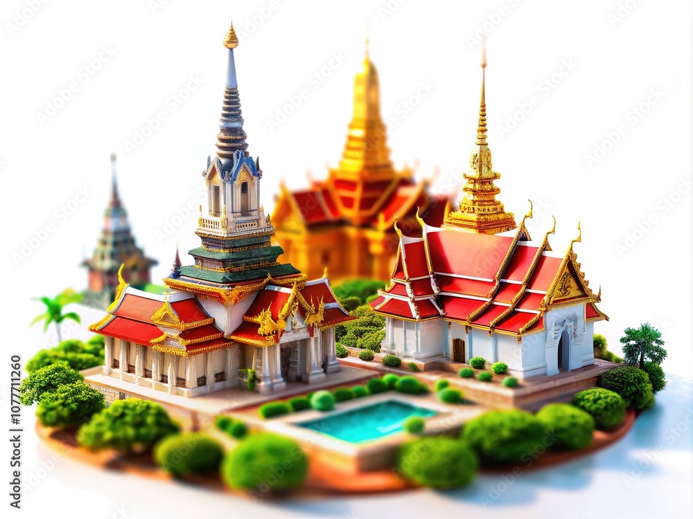 Fototapeta premium Tilt-Shift Thailand vs. Spain Concept Illustration