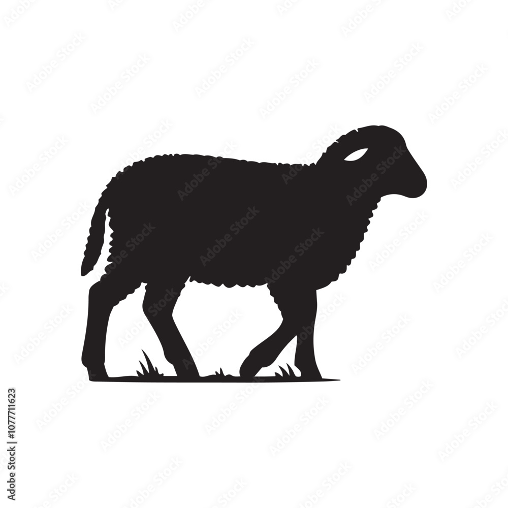 Silhouette of sheep, sheep icon, Sheep silhouette isolated on white background. Silhouettes of farm animals, domestic small cattle Silhouette of sheep, sheep icon, Sheep silhouette isolated on white background. Silhouettes of farm animals, domestic small cattle
