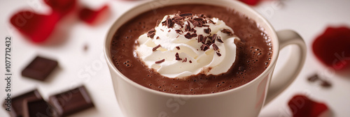 Hot Chocolate with Whipped Cream and Chocolate Shavings