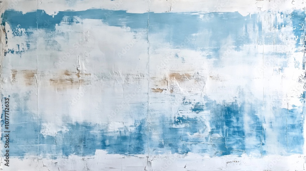 Fototapeta premium Abstract painting textured background predominantly blue white some old wall poster