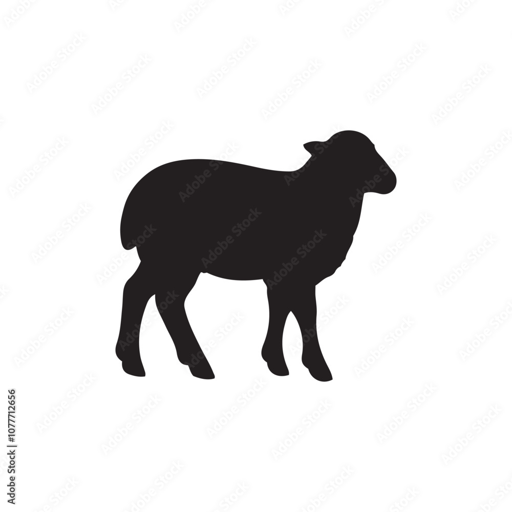 Silhouette of sheep, sheep icon, Sheep silhouette isolated on white background. Silhouettes of farm animals, domestic small cattle Silhouette of sheep, sheep icon, Sheep silhouette isolated on white background. Silhouettes of farm animals, domestic small cattle
