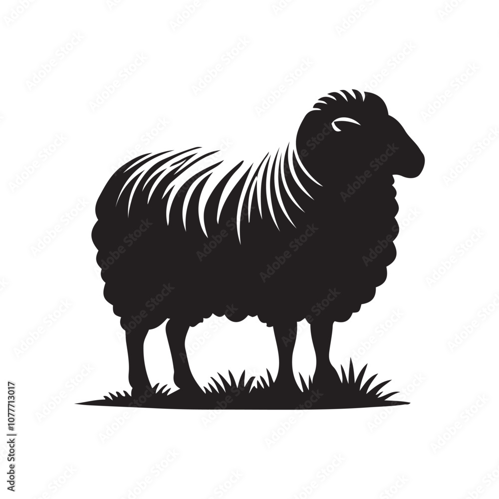 Silhouette of sheep, sheep icon, Sheep silhouette isolated on white background. Silhouettes of farm animals, domestic small cattle Silhouette of sheep, sheep icon, Sheep silhouette isolated on white background. Silhouettes of farm animals, domestic small cattle