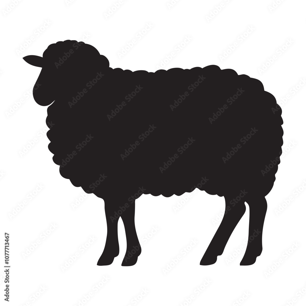 Obraz premium Silhouette of sheep, sheep icon, Sheep silhouette isolated on white background. Silhouettes of farm animals, domestic small cattle