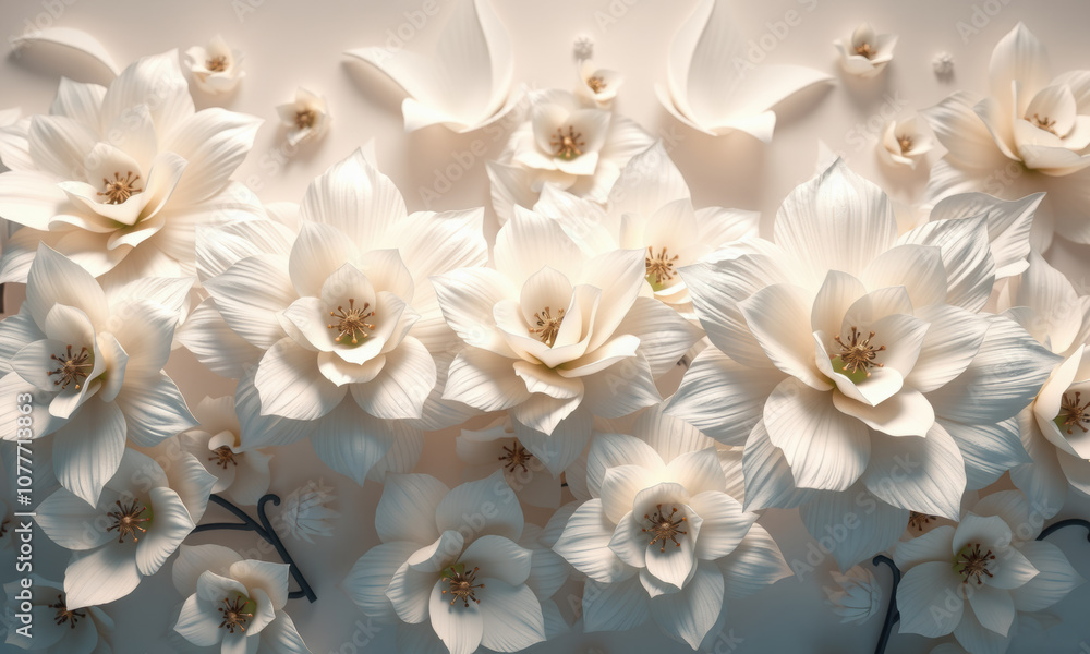 stunning arrangement of artificial white flowers, showcasing intricate details and textures, perfect for home decor or events. soft colors create serene atmosphere stunning arrangement of artificial white flowers, showcasing intricate details and textures, perfect for home decor or events. soft colors create serene atmosphere