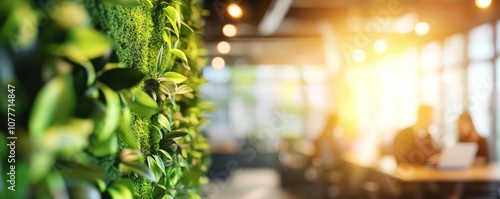 Green vertical garden wall in modern office
