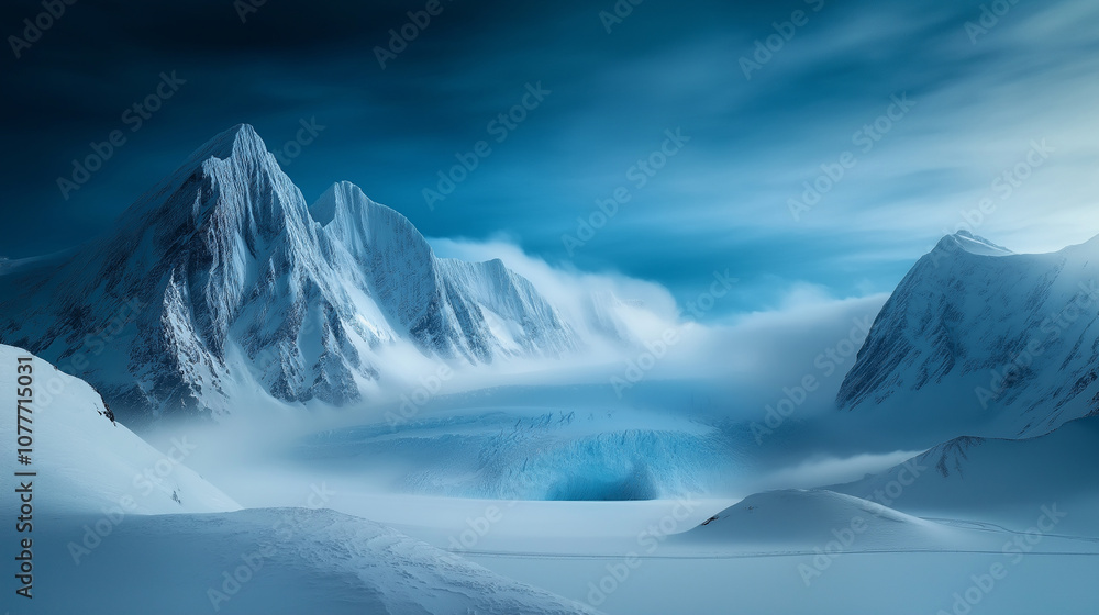 a majestic glacier carving through a mountain range a majestic glacier carving through a mountain range