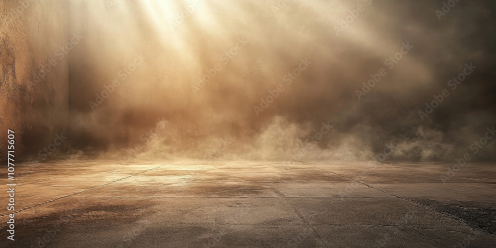 Empty room concrete floor walls is dimly lit a brown tones blurry Empty room concrete floor walls is dimly lit a brown tones blurry