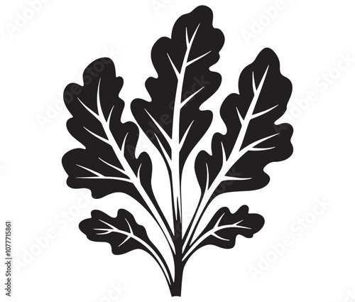 Arugula silhouette vector, Leaf silhouette icon, Arugula vegetable leaf illustration