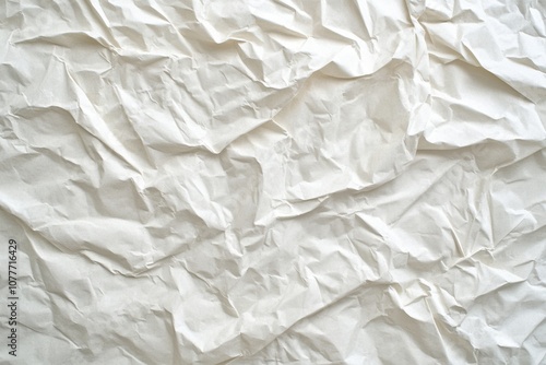 Blank white paper with crumpled and creased texture, creating a worn, tactile poster background. 