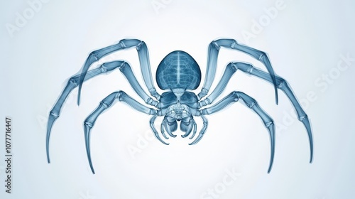 A close-up illustration of a blue spider, showcasing its intricate legs and body structure against a plain background.