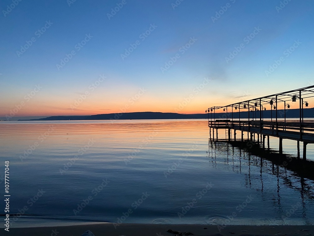 Çanakkale - pier at sunset over looking the Dardanelles Strait