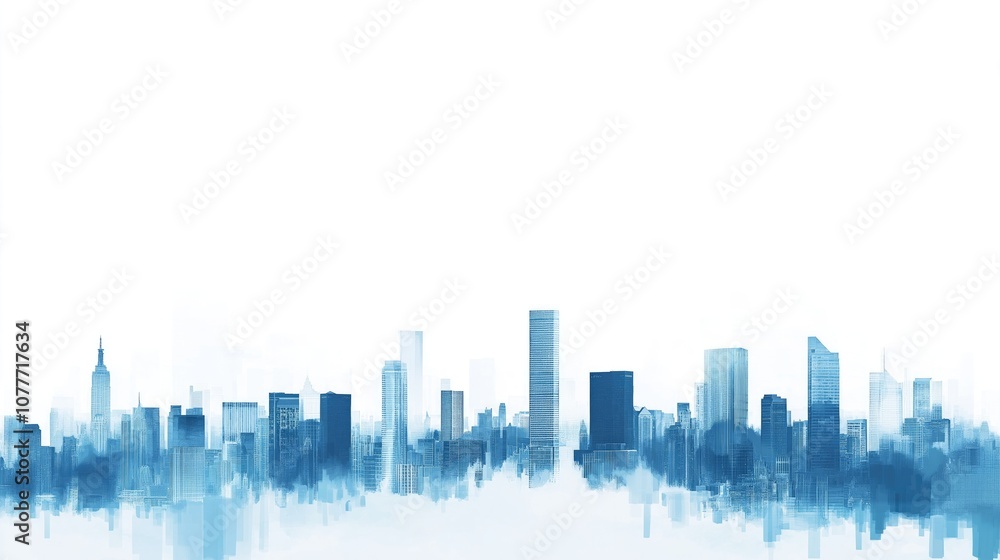 Obraz premium Modern Cityscape Vector Presentation with Watercolor Style Buildings for Poster and Web Design