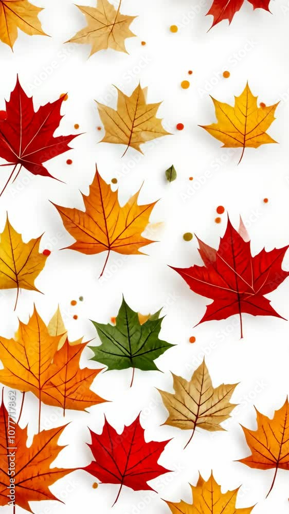 Colorful fall leaves scattered on a white background Colorful fall leaves scattered on a white background