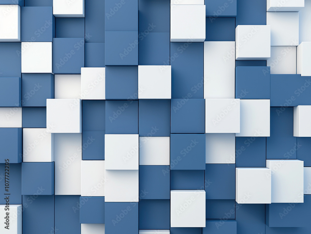 Geometric shapes in deep blue and white create modern abstract design. Geometric shapes in deep blue and white create modern abstract design.