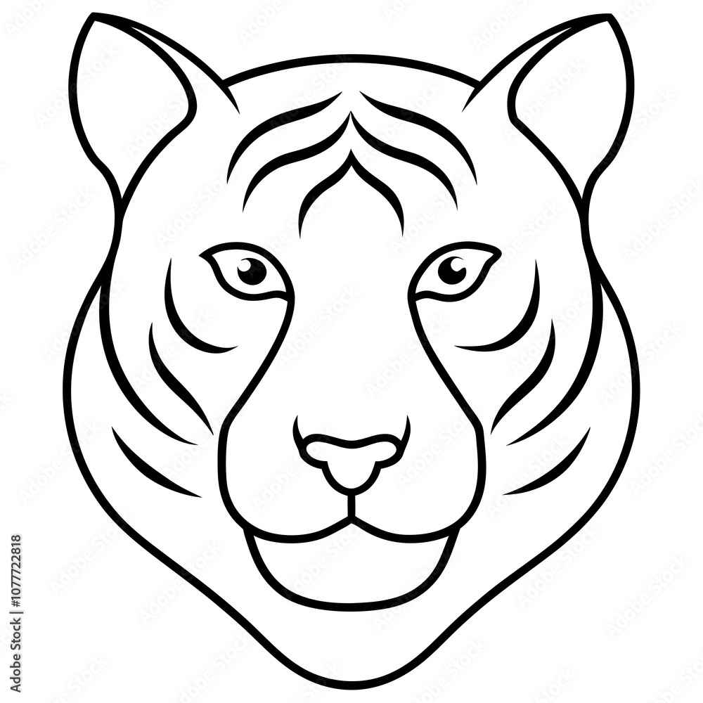 Tiger head vector line art illustration Tiger head vector line art illustration