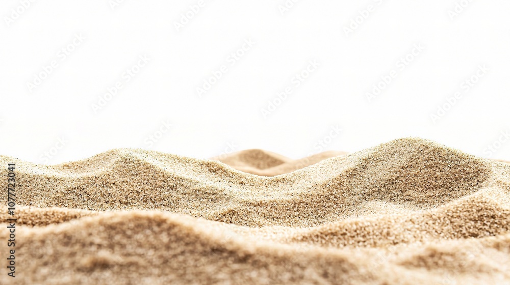 A Small Pile of Loose Sand Against a White Background, Capturing the Fine Textures and Natural Beauty of Sand in an Elegant Presentation for Stock Photo Use A Small Pile of Loose Sand Against a White Background, Capturing the Fine Textures and Natural Beauty of Sand in an Elegant Presentation for Stock Photo Use