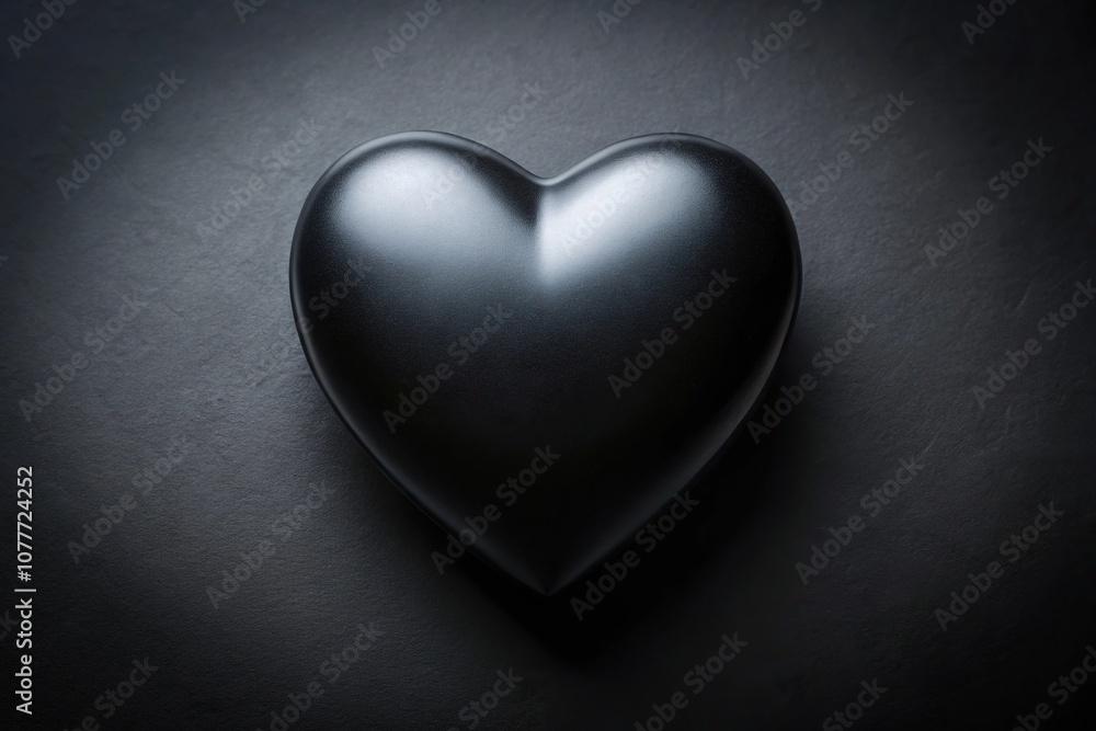 Obraz premium Dark and abstract black heart shape on a black background